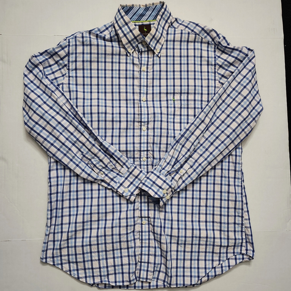 Tailorbyrd Blue Plaid Button Up Long Sleeve Shirt Preppy Casual Men's Size XL